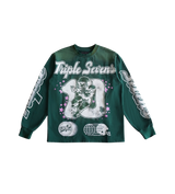 Triple 777 Green Football Acid Wash Longsleeve