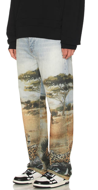 Amiri Cheetah Straight Denim Jeans