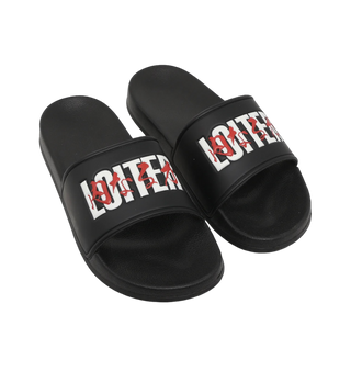 Loiter Script Logo Slides Black