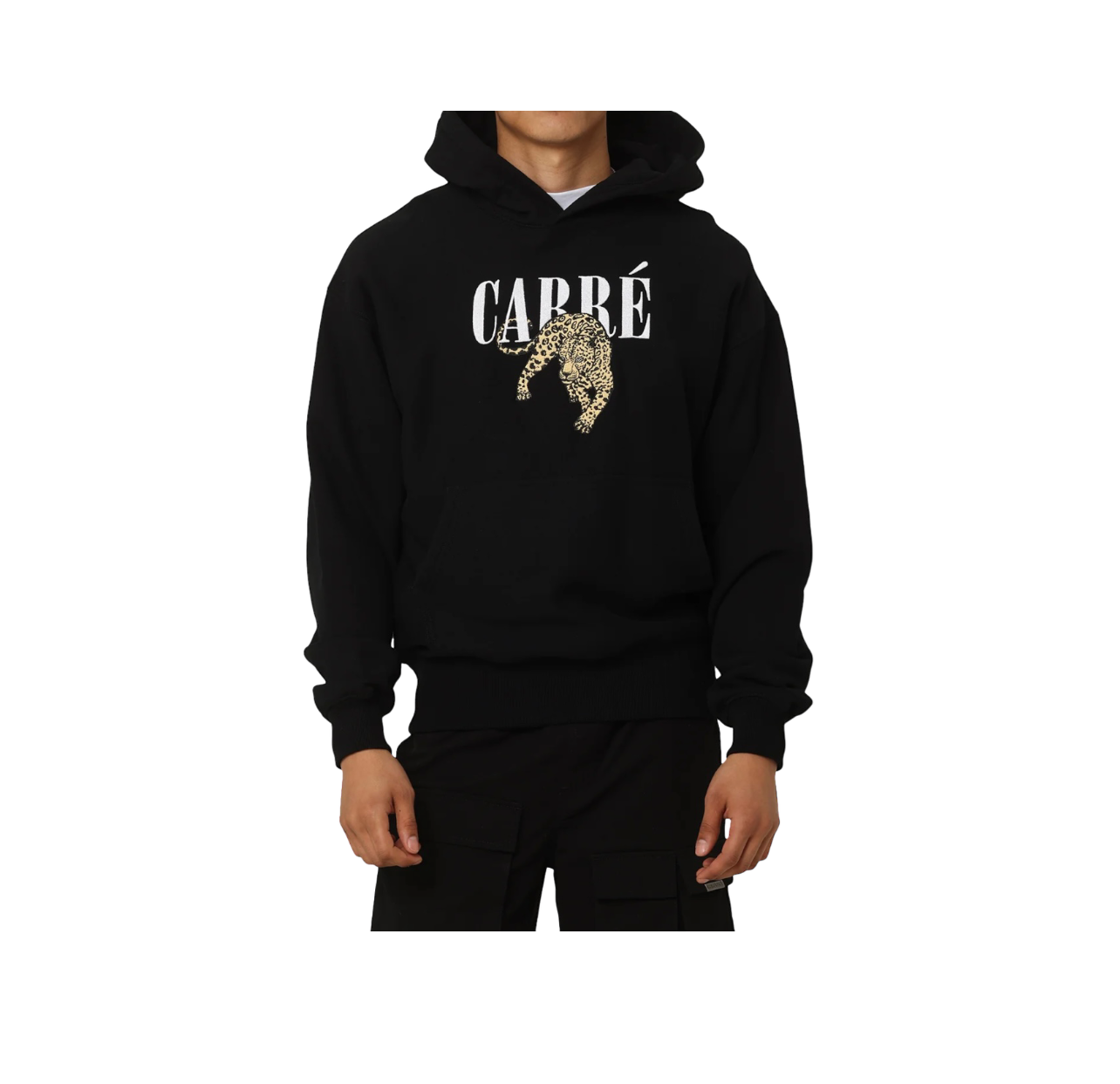 Carré Black Hoodie Leopard Stitch