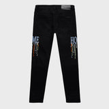 Homme + Femme Paint Denim Black Blue Logo