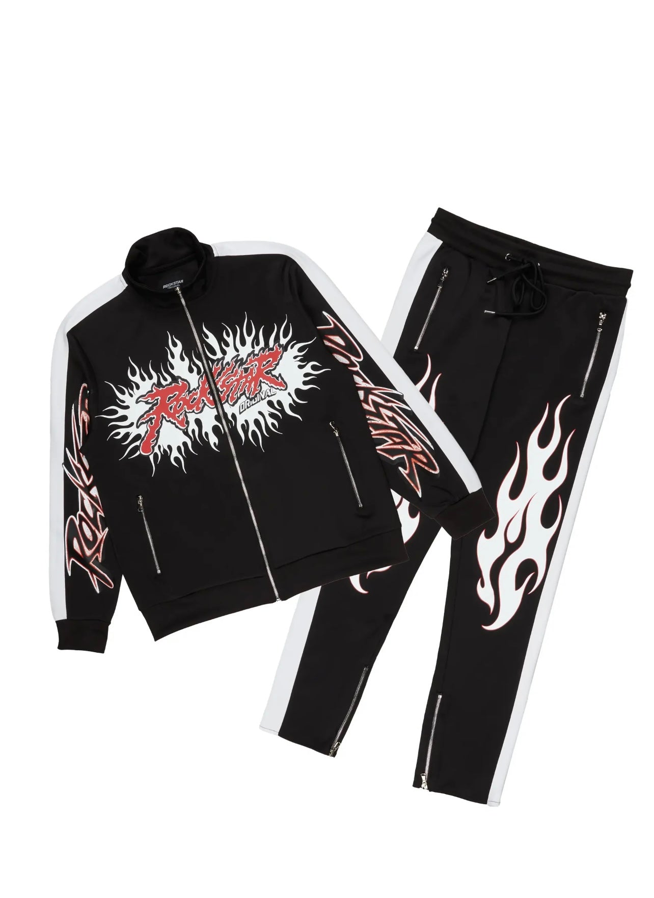 Rockstar Black Flame Sweatpants