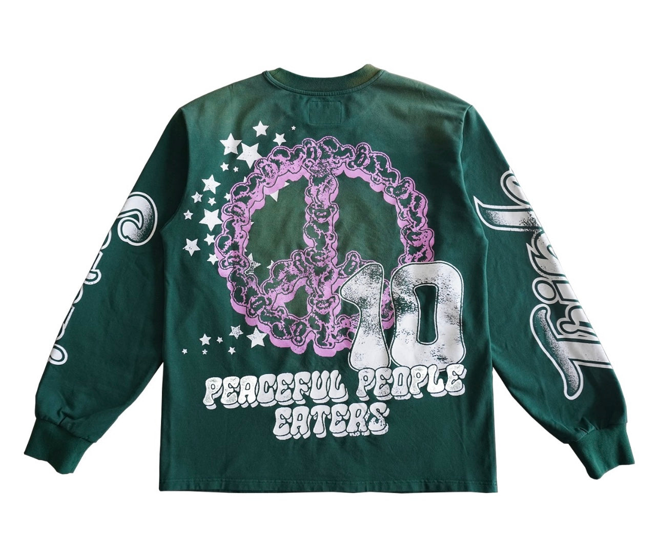 Triple 777 Green Football Acid Wash Longsleeve