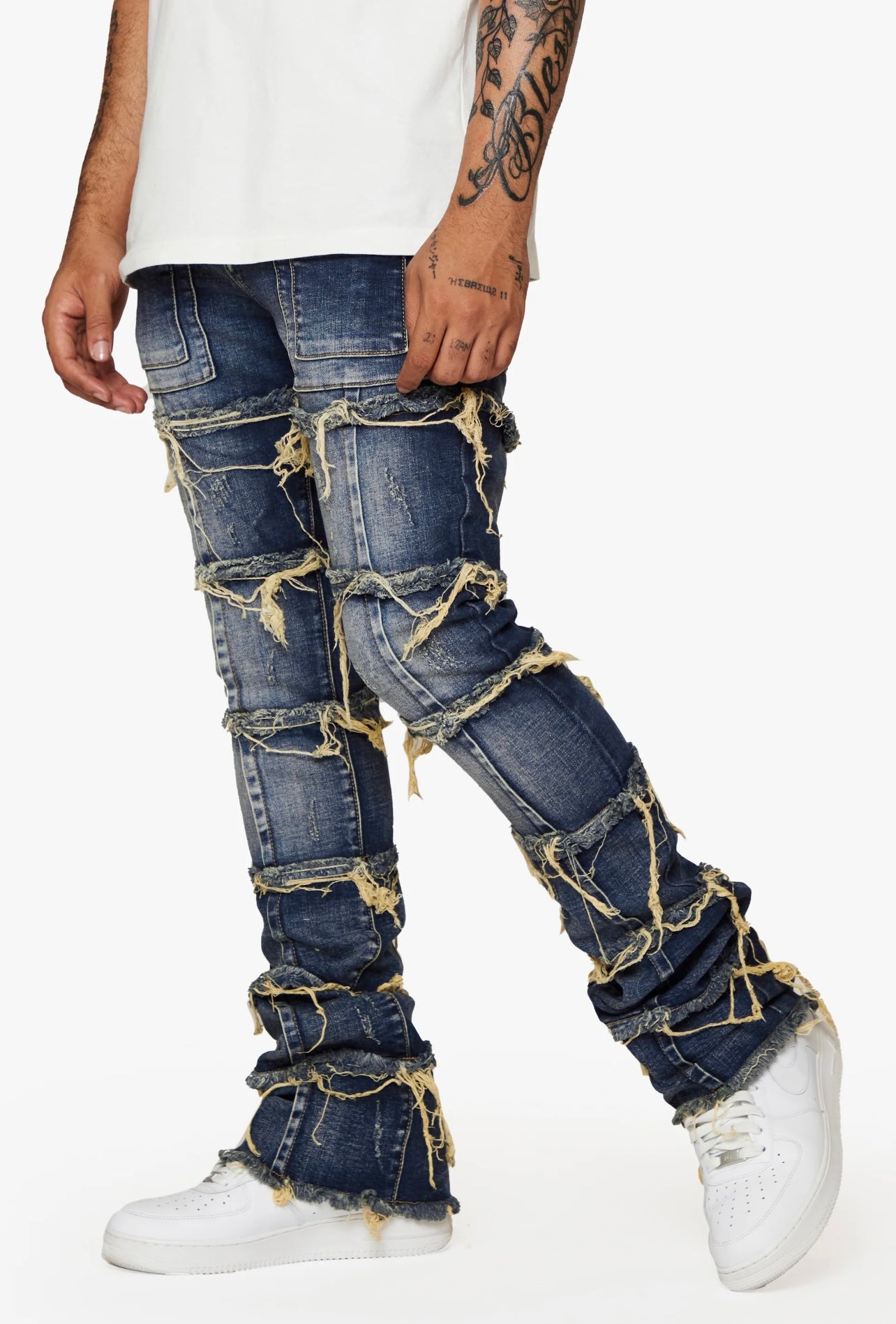 Lab Denim Dark Wash Stacked Distressed Toro