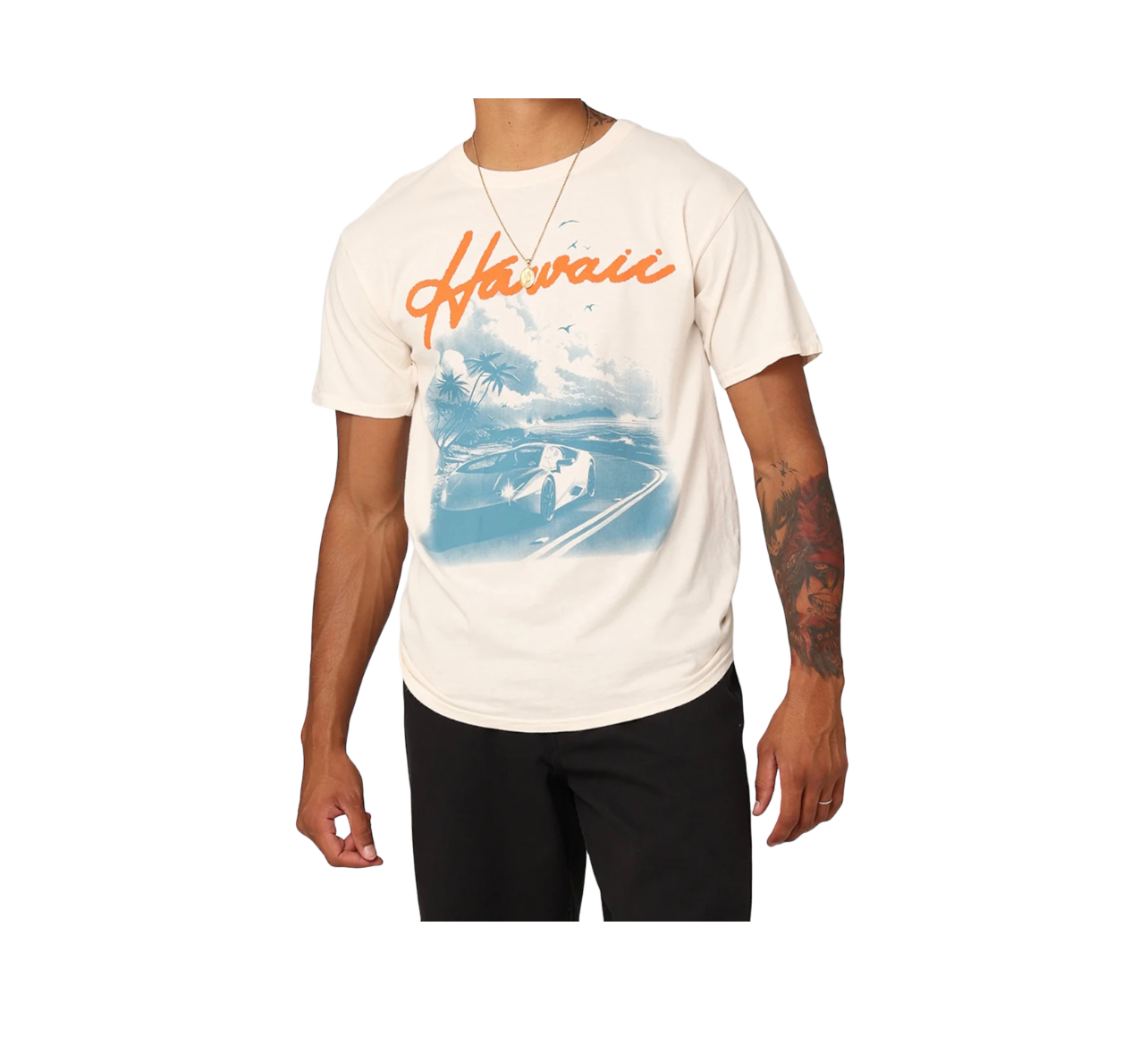 Hawaii Cream Graphic Supercar Tee