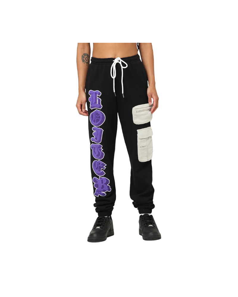 Loiter Black Patchwork Sweat Pants