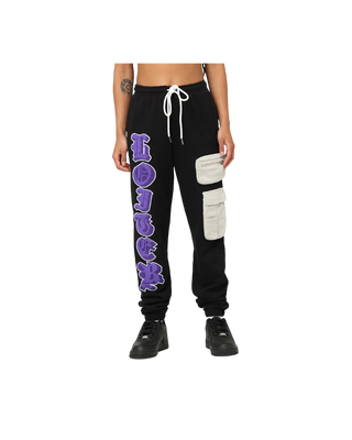 Loiter Black Patchwork Sweat Pants