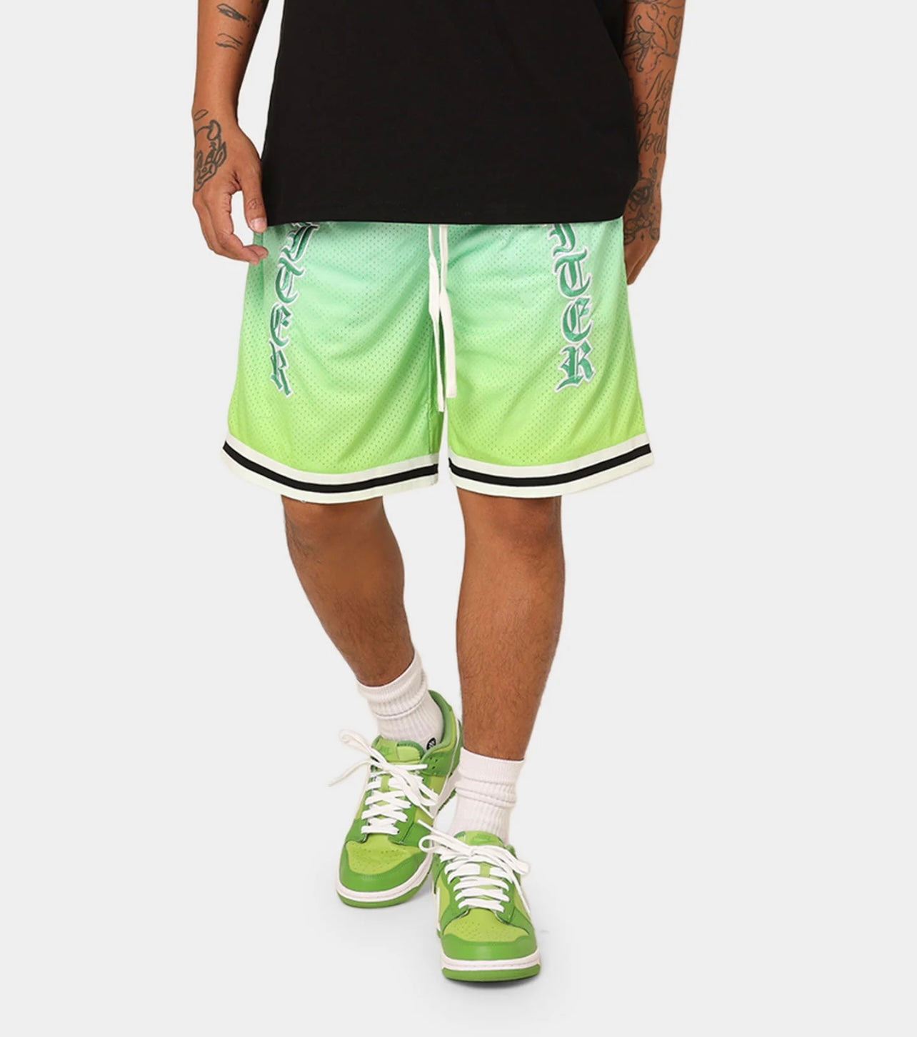 Loiter Green Faded Shorts