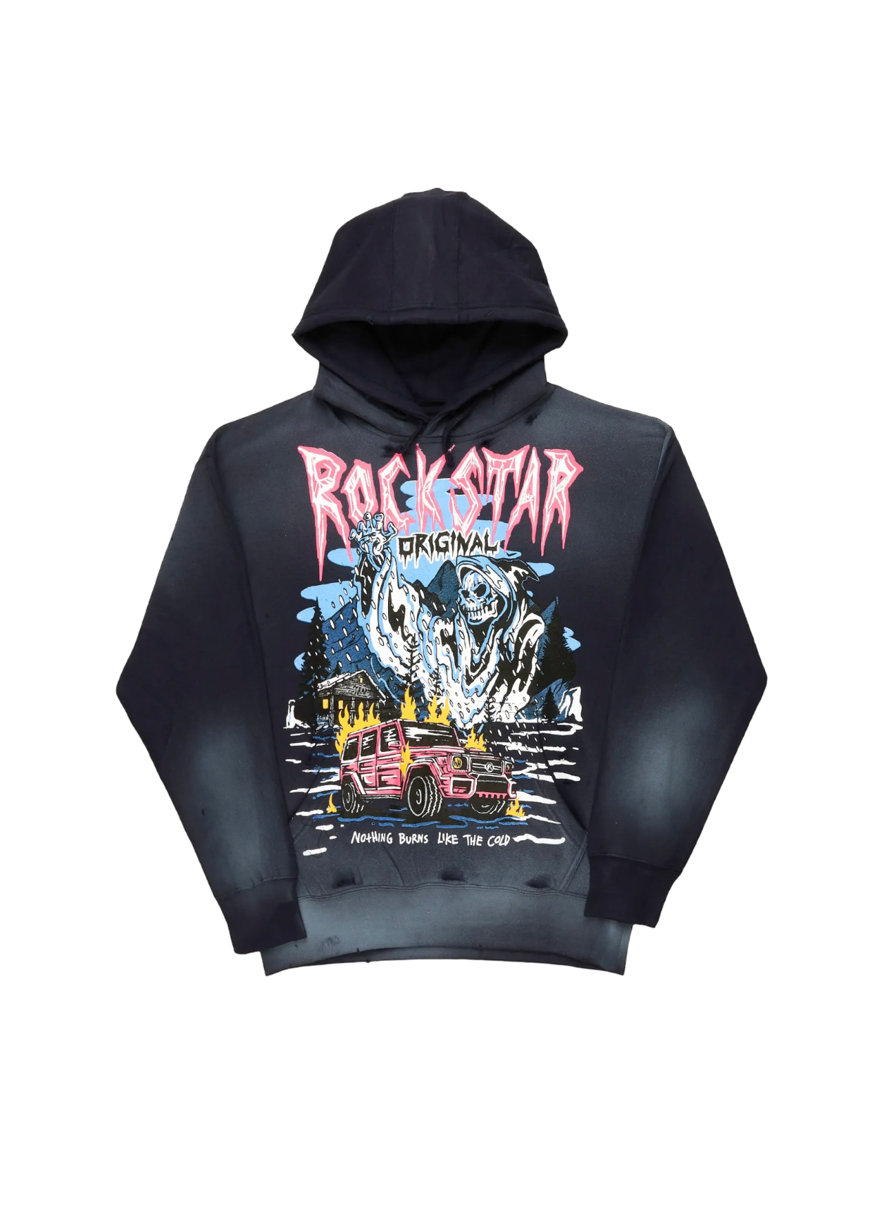 Rockstar Cold Heart Hoodie Black Distressed