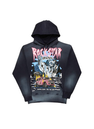 Rockstar Cold Heart Hoodie Black Distressed