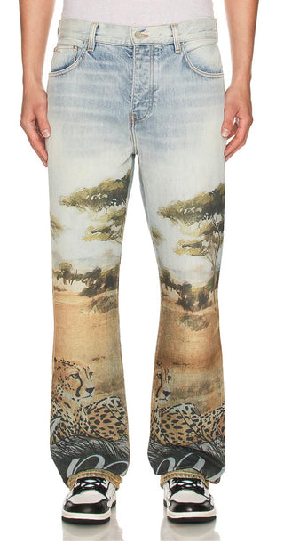 Amiri Cheetah Straight Denim Jeans