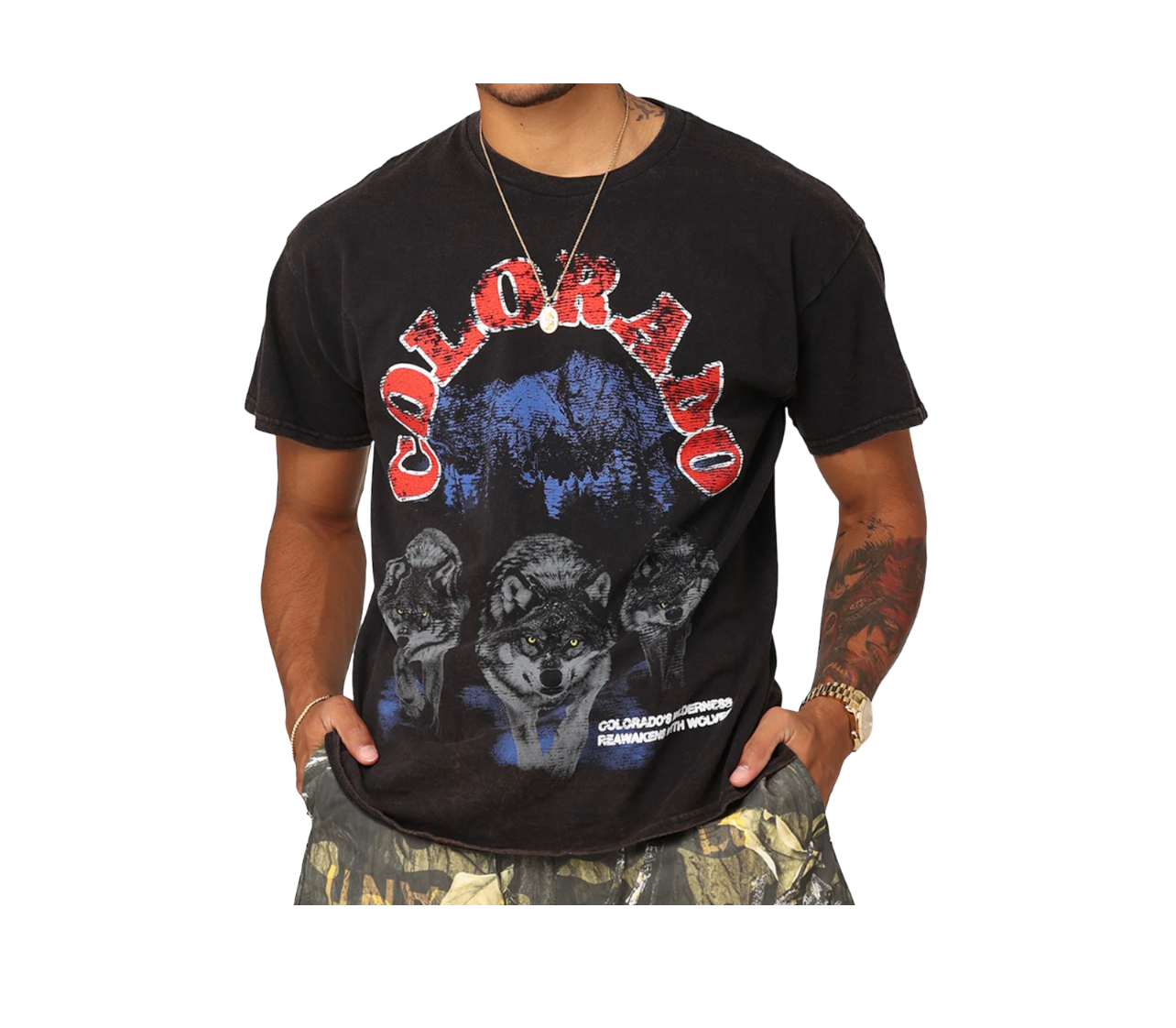 Colorado Wolf Graphic Tee Black Mens