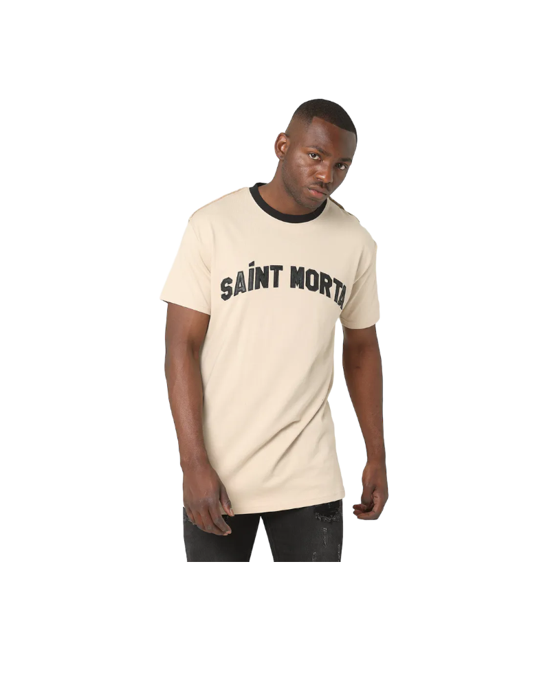 Saint Morta Logo Stitched Tee Black/Cream