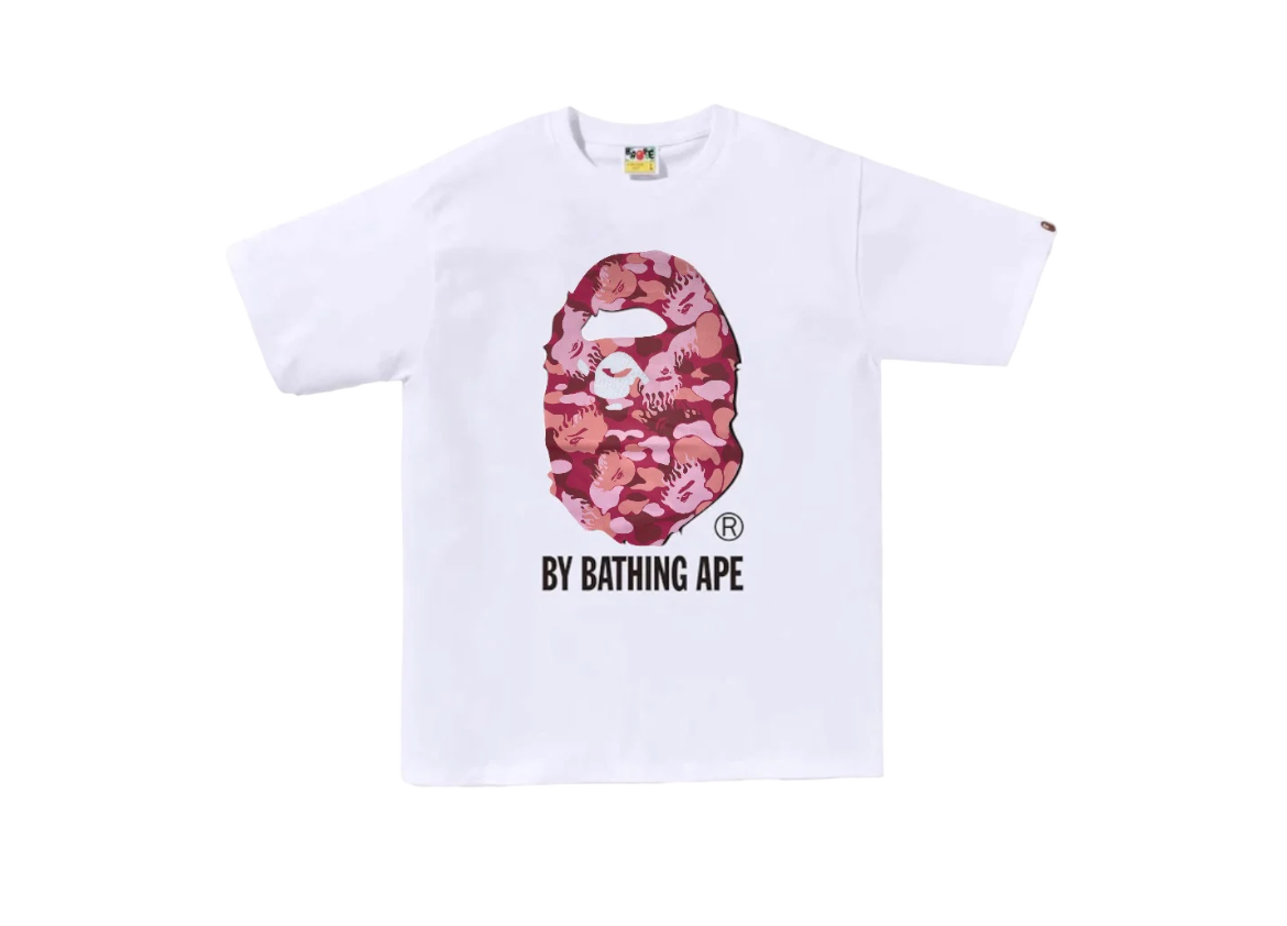 Bape Big Head Pink Camo Flame Tee