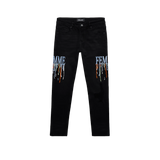 Homme + Femme Paint Denim Black Blue Logo