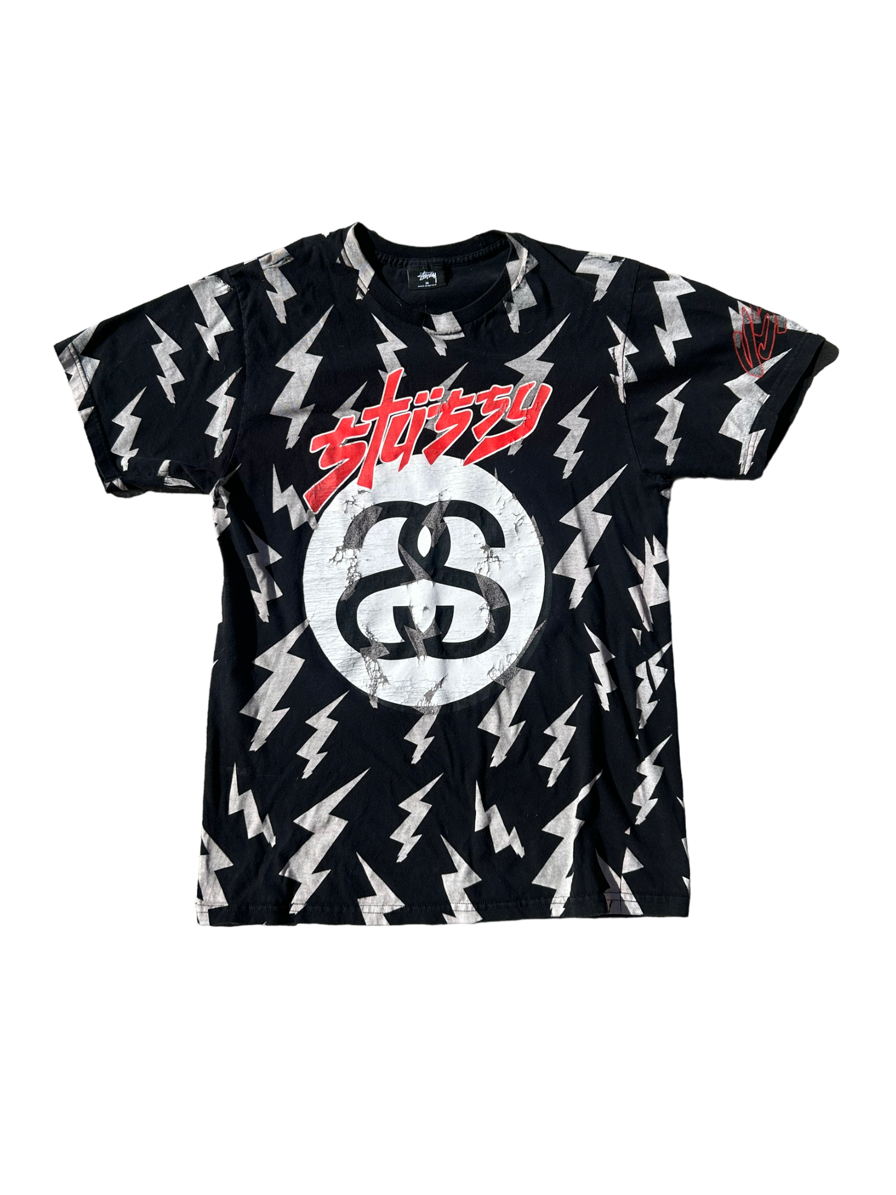 Vintage Stussy AOP 8 Ball Lightning Tee Size Medium (Pre-Owned)