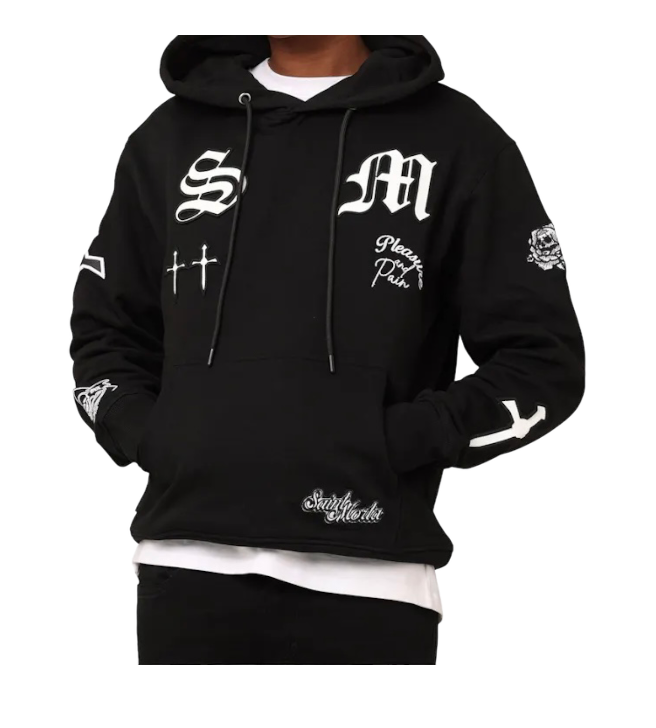 SM Black White Skull Hoodie