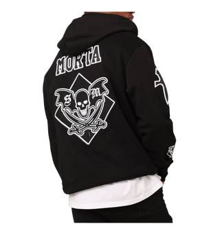 SM Black White Skull Hoodie